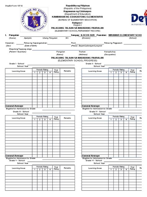 deped form 137 download